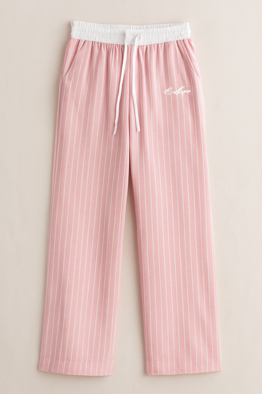 Pantalon Rayé Rose